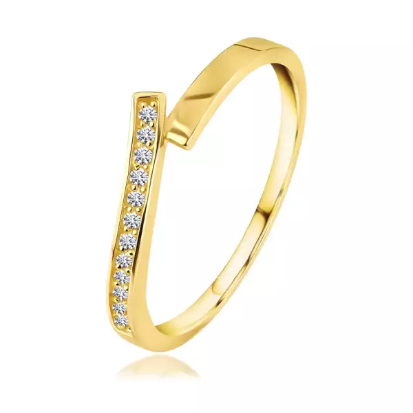 585 sárga arany gyűrű – tizenkét átlátszó briliáns, hasított vállak - Nagyság_ 52