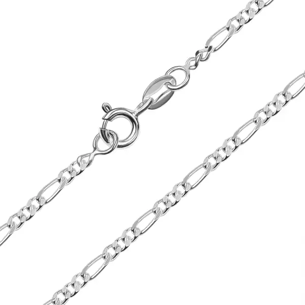 925 ezüst lánc - Figaro minta, három rövidebb és egy hosszabb láncszem, 460 mm
