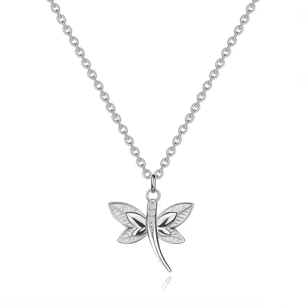 925 ezüst nyaklánc - szitakötő, sima és barázdált szárnyak, cirkóniák