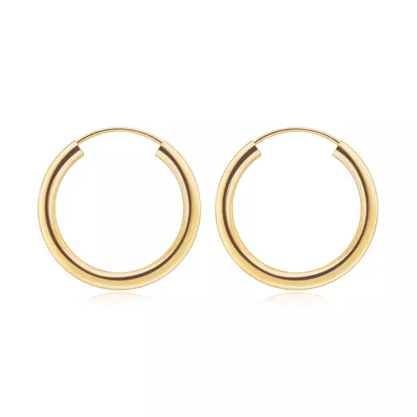 375 sárga arany fülbevaló - karikák, lekerekített vállak, sima felület, 18 mm