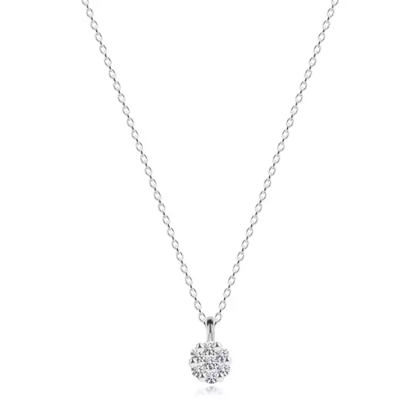 585 fehér arany nyaklánc - virág hét átlátszó briliánssal