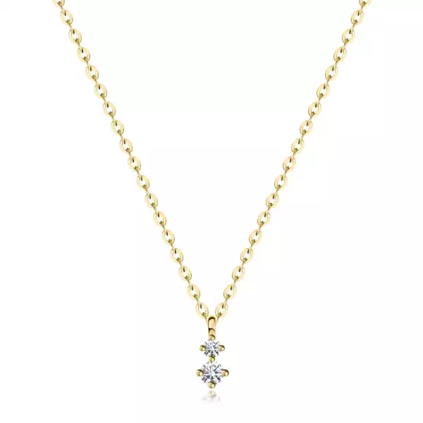 585 sárga arany nyaklánc - két átlátszó cirkónia egymás alatt