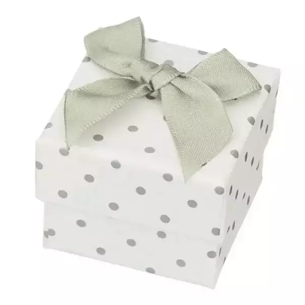 Ajándék ékszerdoboz - szürke pöttyök és masni