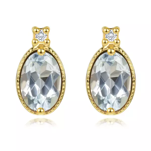 14 karátos arany bedugós fülbevaló kék topázzal és cirkóniával