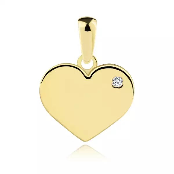 9 karátos arany lapos szív medál cirkóniával