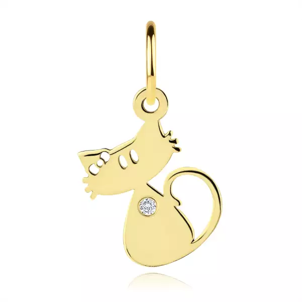 14 karátos arany macska medál cirkóniával