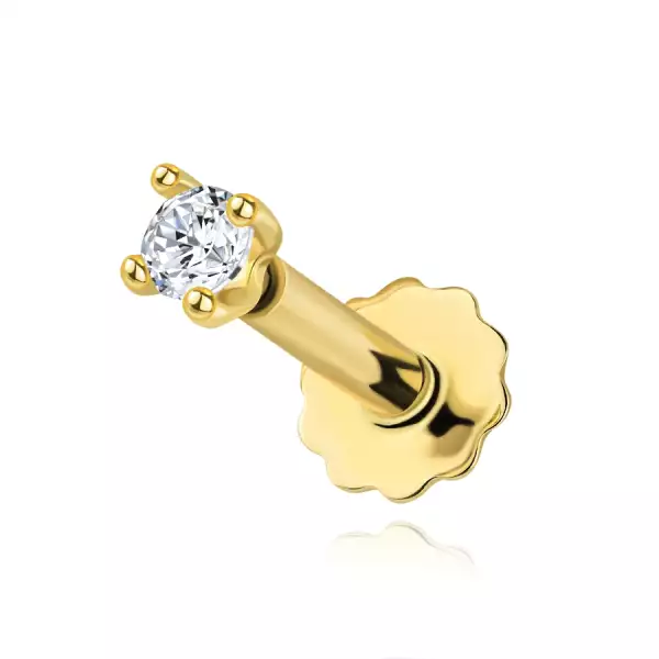 14 karátos arany piercing átlátszó cirkóniával