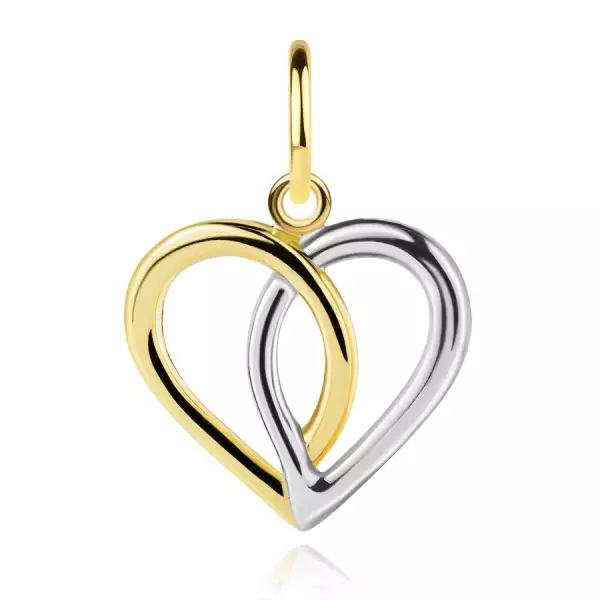 9 karátos arany szív alakú medál összefonódó szárakkal