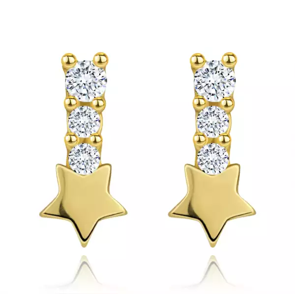 14 karátos arany fülbevaló csillaggal, cirkónia sor alatt
