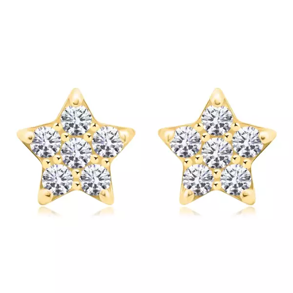 14 karátos arany fülbevaló csillag alakú fülbevalók átlátszó cirkóniákkal