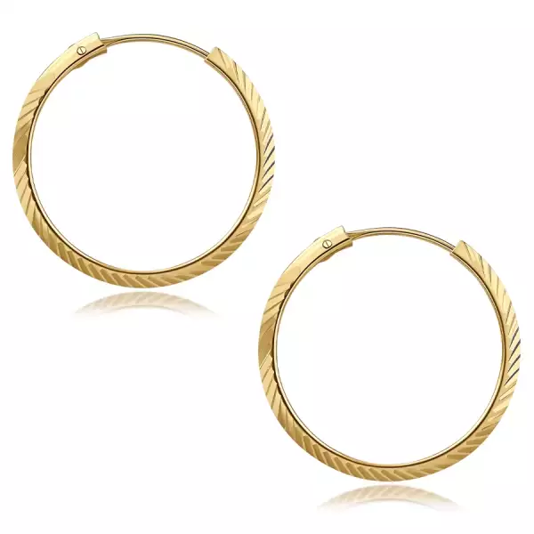 14 karátos arany karika fülbevalók finom oldalgravírozással, 20 mm