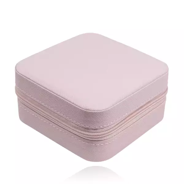 Rózsaszín ékszerdoboz strukturált felülettel és cipzáras záródással
