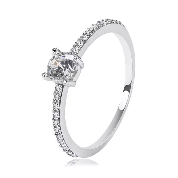 14 karátos fehérarany gyűrű kiemelt átlátszó cirkóniával - Nagyság_ 54