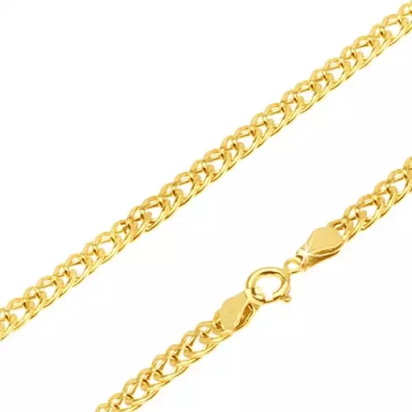 Nyaklánc 14K sárga aranyból - csillogó vastagabb ellipszis szemek, 500 mm