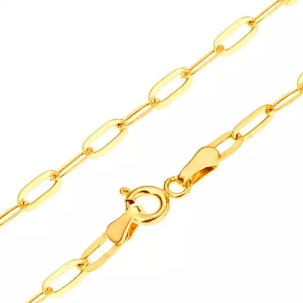 Karkötő 14K sárga aranyból - hosszúkás sima szemek 190 mm