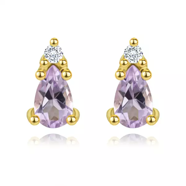 14 karátos arany fülbevaló ametiszttel és gyémánttal
