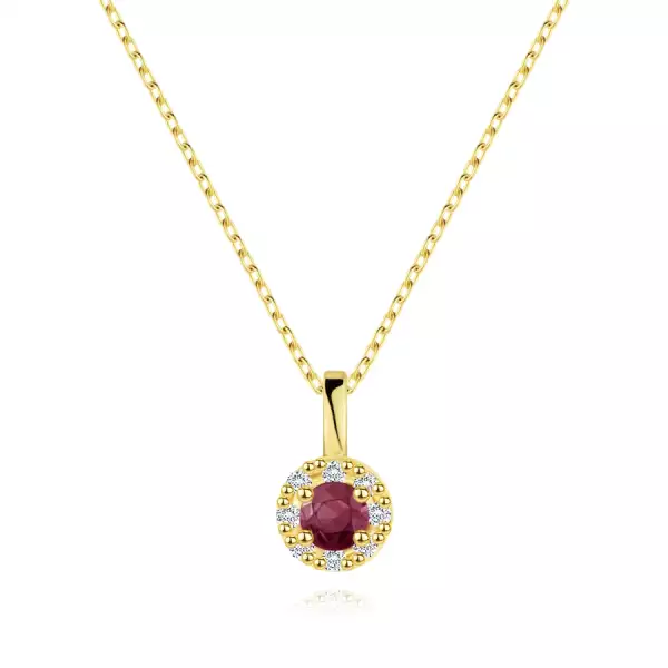 14 karátos arany nyaklánc rubinnal és briliánsokkal