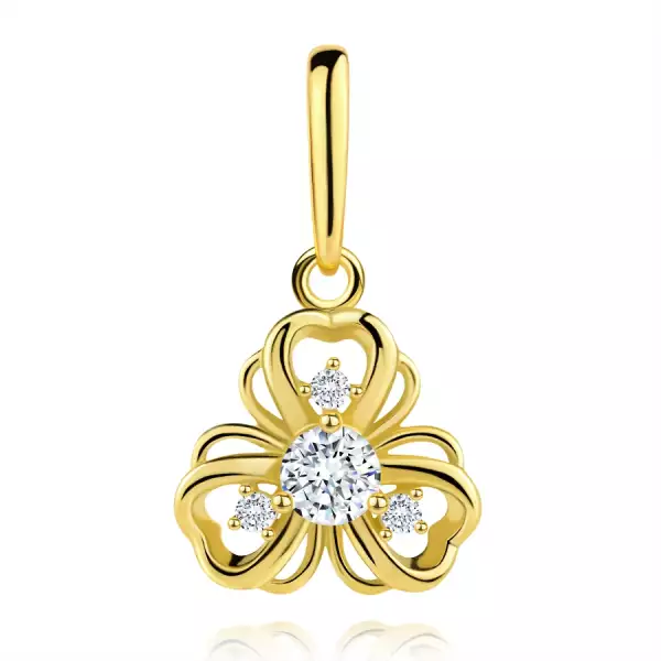 9 karátos arany virág medál réteges szirmokkal és cirkóniával
