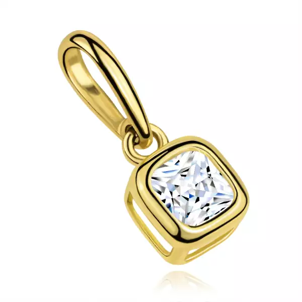 9 karátos arany négyzet alakú cirkónia medál sima széllel
