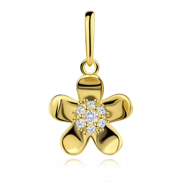 9 karátos arany virág medál cirkónia középponttal