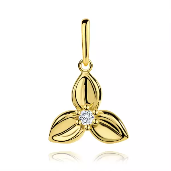 9K arany medál lóhere motívummal és tiszta cirkóniával