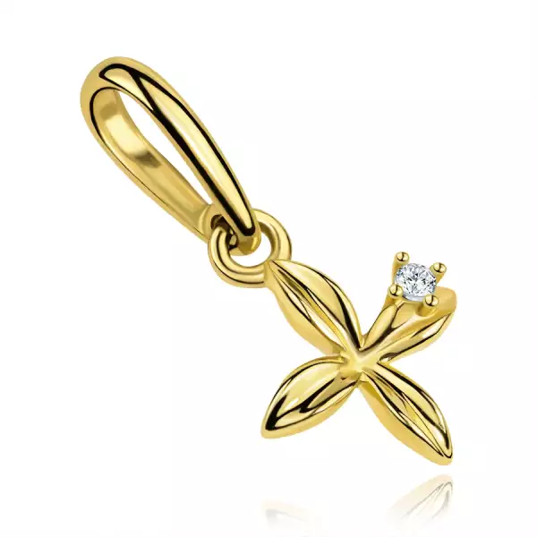 9 karátos arany medál virág cirkóniával és barázdált szirmokkal