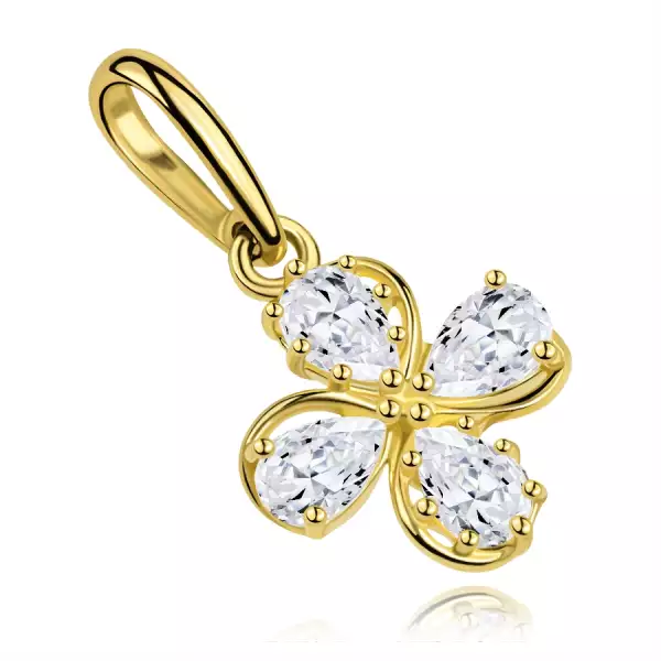 9 karátos sárgaarany medál virág cirkóniákkal könnycsepp alakban