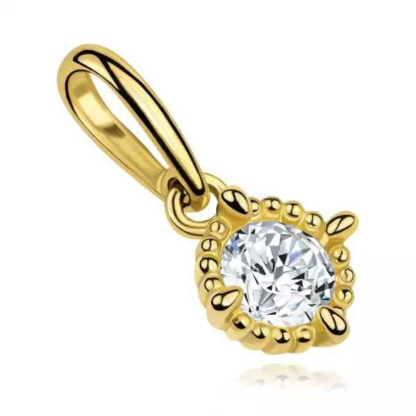 9 karátos arany medál kerek cirkóniával bordázott foglalatban