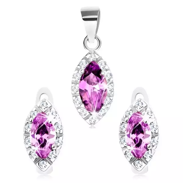 Ródiumozott szett, 925 ezüst, tanzanit színű szem átlátszó szegéllyel