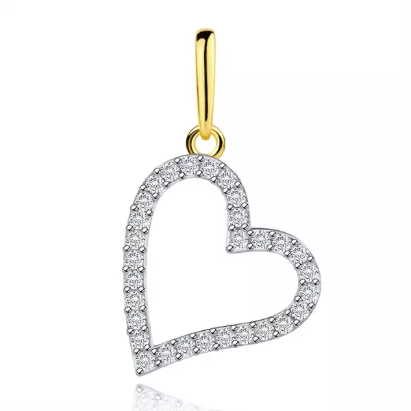 9 karátos arany szív alakú medál cirkónia kövekkel kombinálva