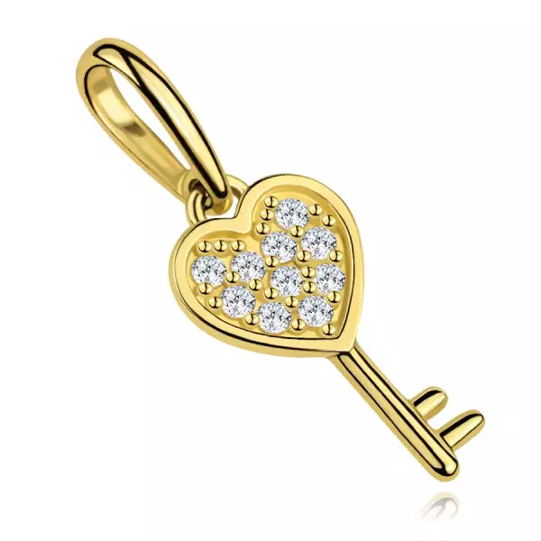 9 karátos sárgaarany kulcstartó szívvel és cirkóniákkal