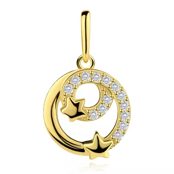 9 karátos sárgaarany medál csillagokkal kettős spirálban