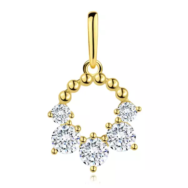 9 karátos sárgaarany medál gömb alakú gyűrű átlátszó cirkóniákkal