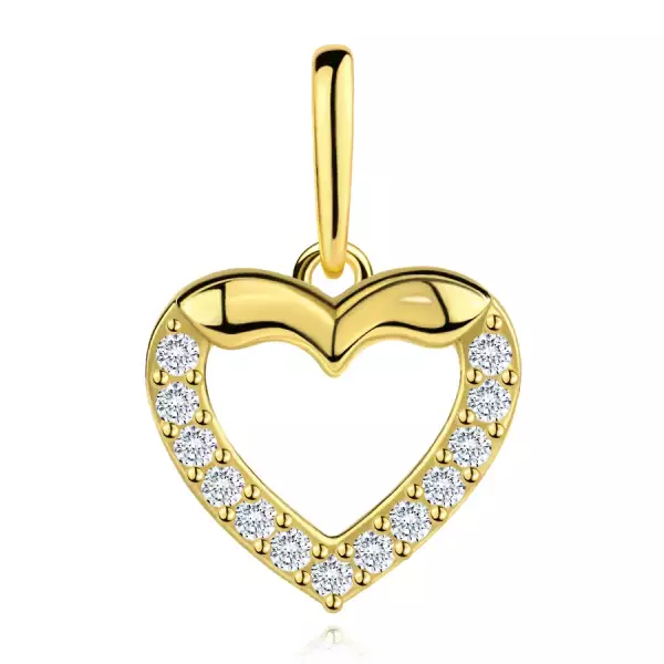 9 karátos sárgaarany medál szív körvonallal és cirkóniaval