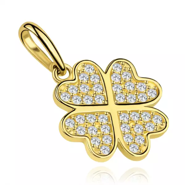 9 karátos sárgaarany medál négylevelű lóhere cirkóniákkal