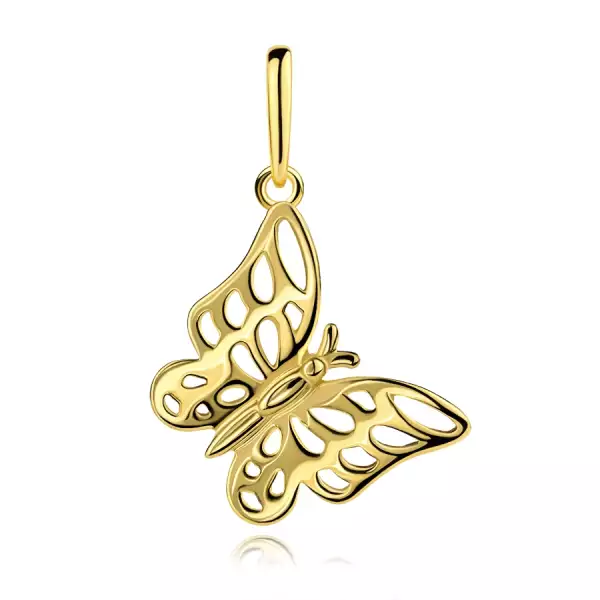 9 karátos arany medál pillangóval, faragott szárnyakkal
