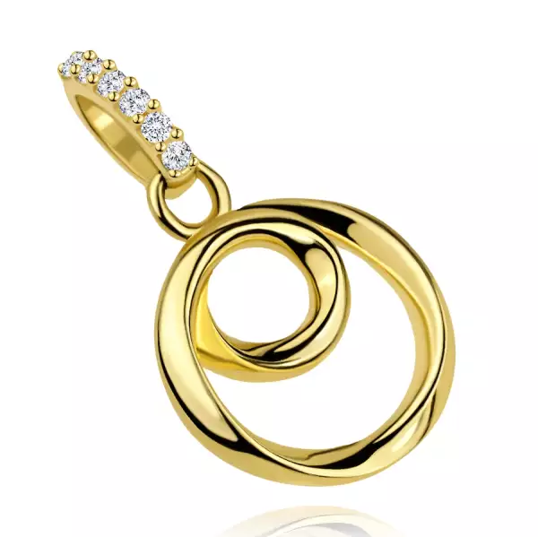 9 karátos sárgaarany medál dupla gyűrűvel és cirkónia kapoccsal