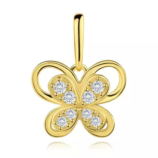 9 karátos sárgaarany medál pillangó formájában cirkóniákkal