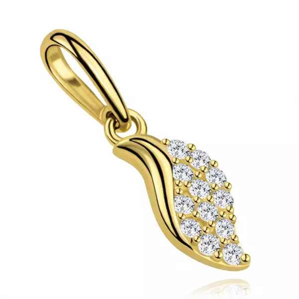 9 karátos sárgaarany medál hullámos levél formájában cirkóniákkal