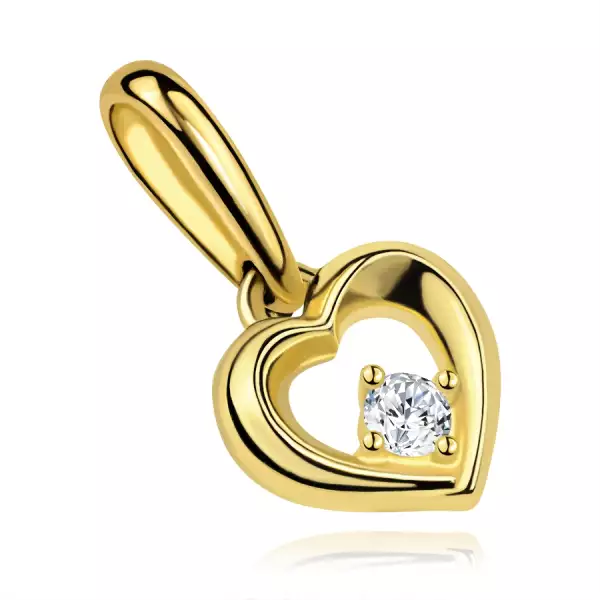 9 karátos sárgaarany szív alakú medál átlátszó cirkóniával