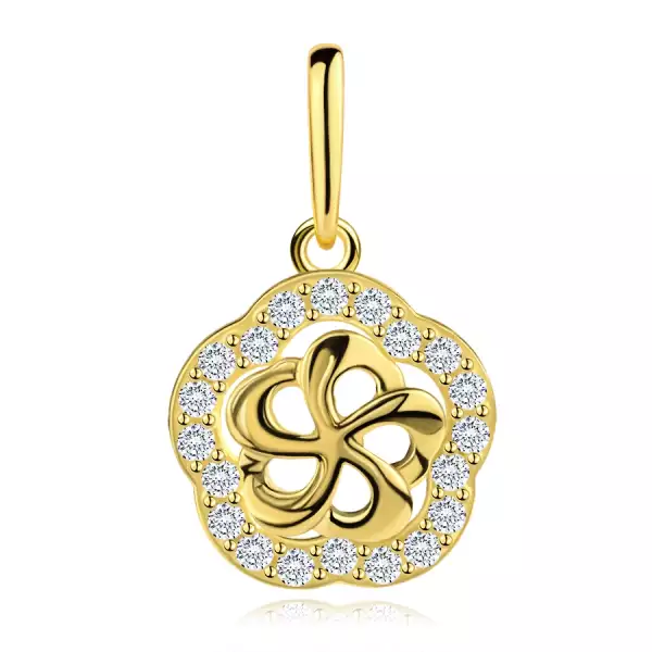 9 karátos sárgaarany medál virággal és cirkónia szegéllyel