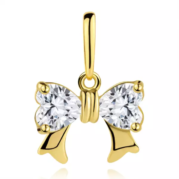 9 karátos arany medál masni motívummal és szív alakú cirkóniákkal