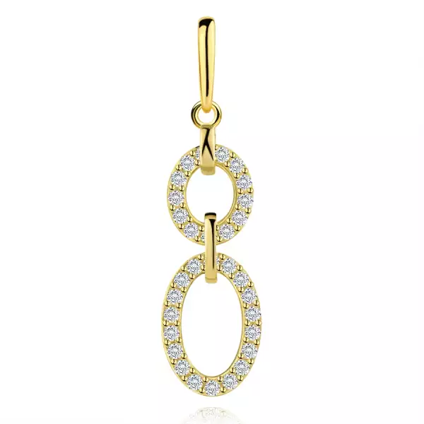 9 karátos arany medál ovális szemekkel és átlátszó cirkóniákkal