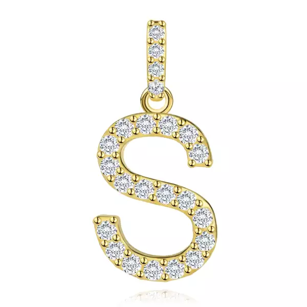 9 karátos sárga arany medál S betűvel és cirkóniával