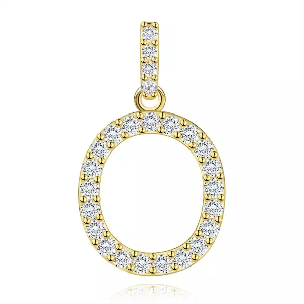 9 karátos sárga arany medál O betűvel és cirkóniával