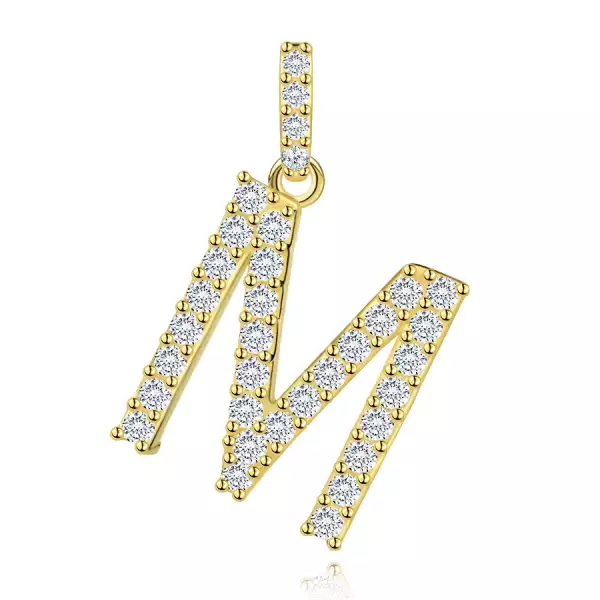 9 karátos sárga arany medál M betűvel és cirkóniával