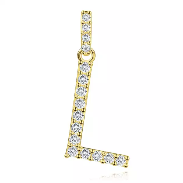 9 karátos sárga arany medál L betűvel és cirkóniával