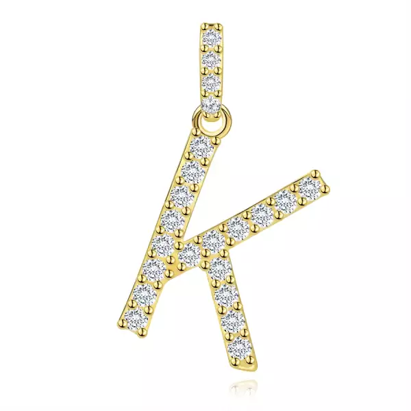 9 karátos sárga arany medál K betűvel és cirkóniával