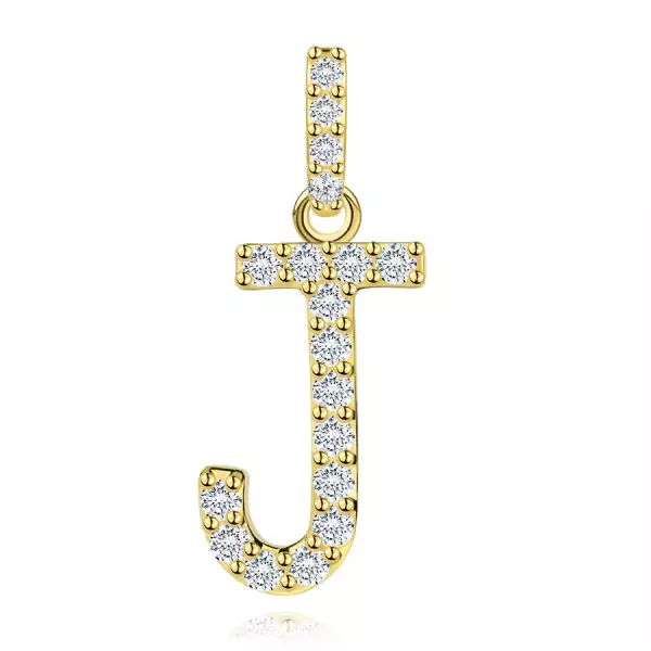 9 karátos sárga arany medál J betűvel és cirkóniával