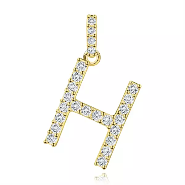 9 karátos sárga arany medál H betűvel és cirkóniával